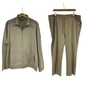 Lauren Ralph Lauren Light Brown Quarter Zip Tracksuit Sweatsuit Womens 3XL